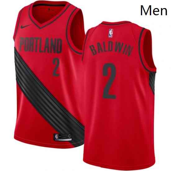 Mens Nike Portland Trail Blazers 2 Wade Baldwin Authentic Red NBA Jersey Statement Edition